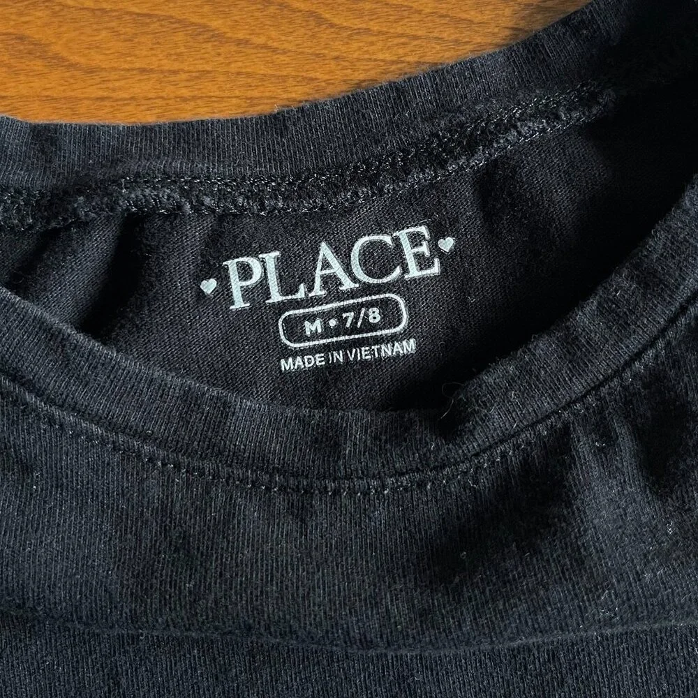 The Children's Place/Wonder Nation berry and black tees M 7-8
